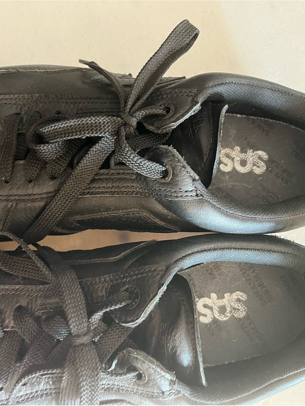 SAS Black Leather Lace-Up Sneakers - Picture 7 of 9